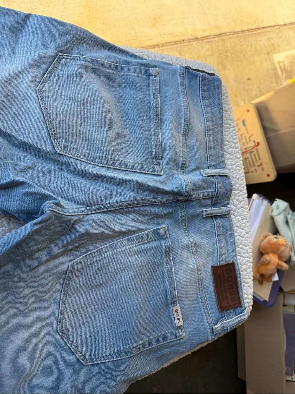 Guess Light Blue Men's Moto-Style Jeans- Size 32
